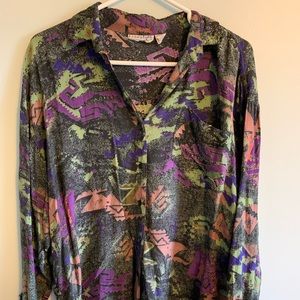 Freestyle funky vintage 80s patterned button up shirt